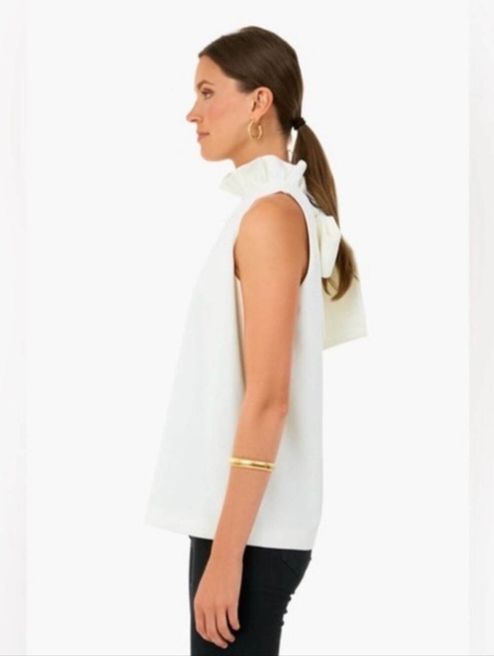 Pomander Place Tuckernuck Womens White Mason Sleeveless Top Ruffle Blouse S - Picture 2 of 8
